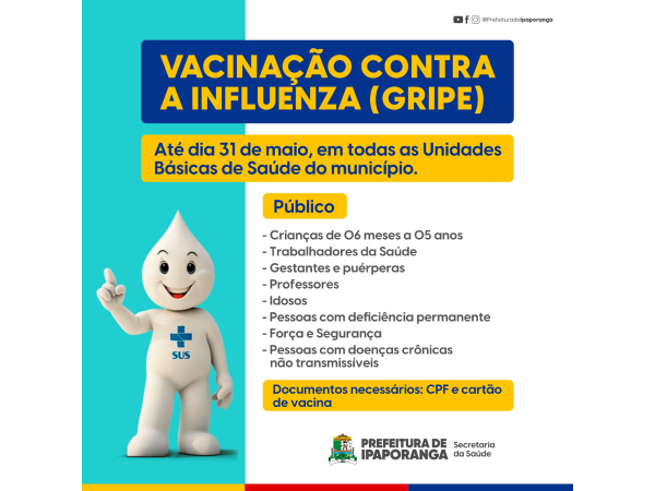 Prefeitura de Ipaporanga inicia Campanha de Vacinação contra a Influenza